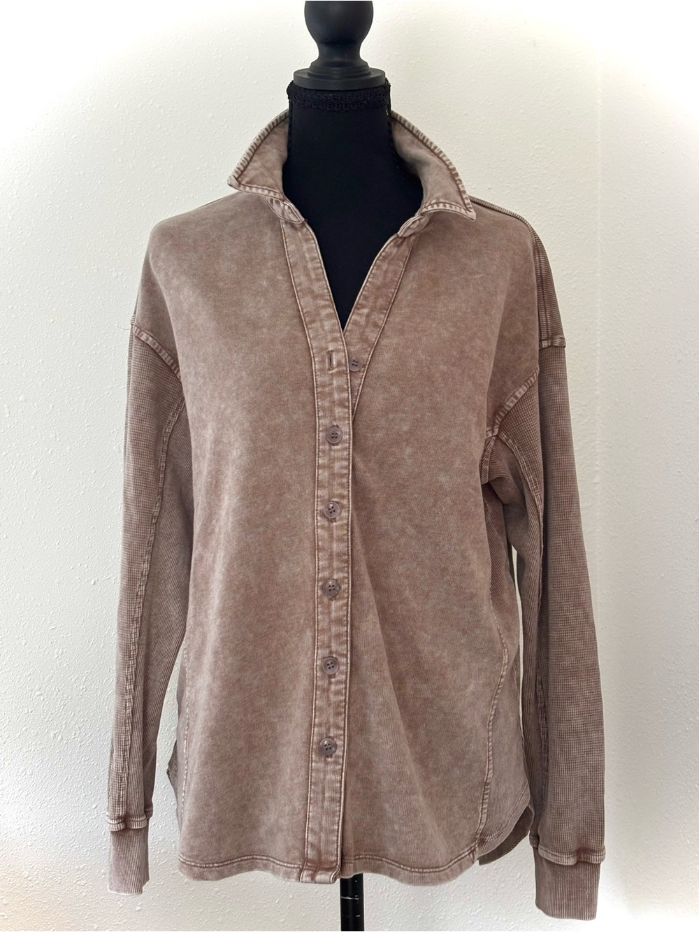 Washed brown Button-Up Shirt blouse